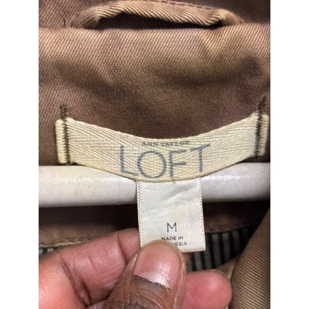 Loft Tan Hooded Jacket With Button Closure & Pockets Medium - Picture 9 of 11